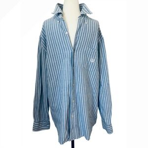 Chaps Striped‎ Button Down Shirt Long Sleeve Casual Blue White L/G